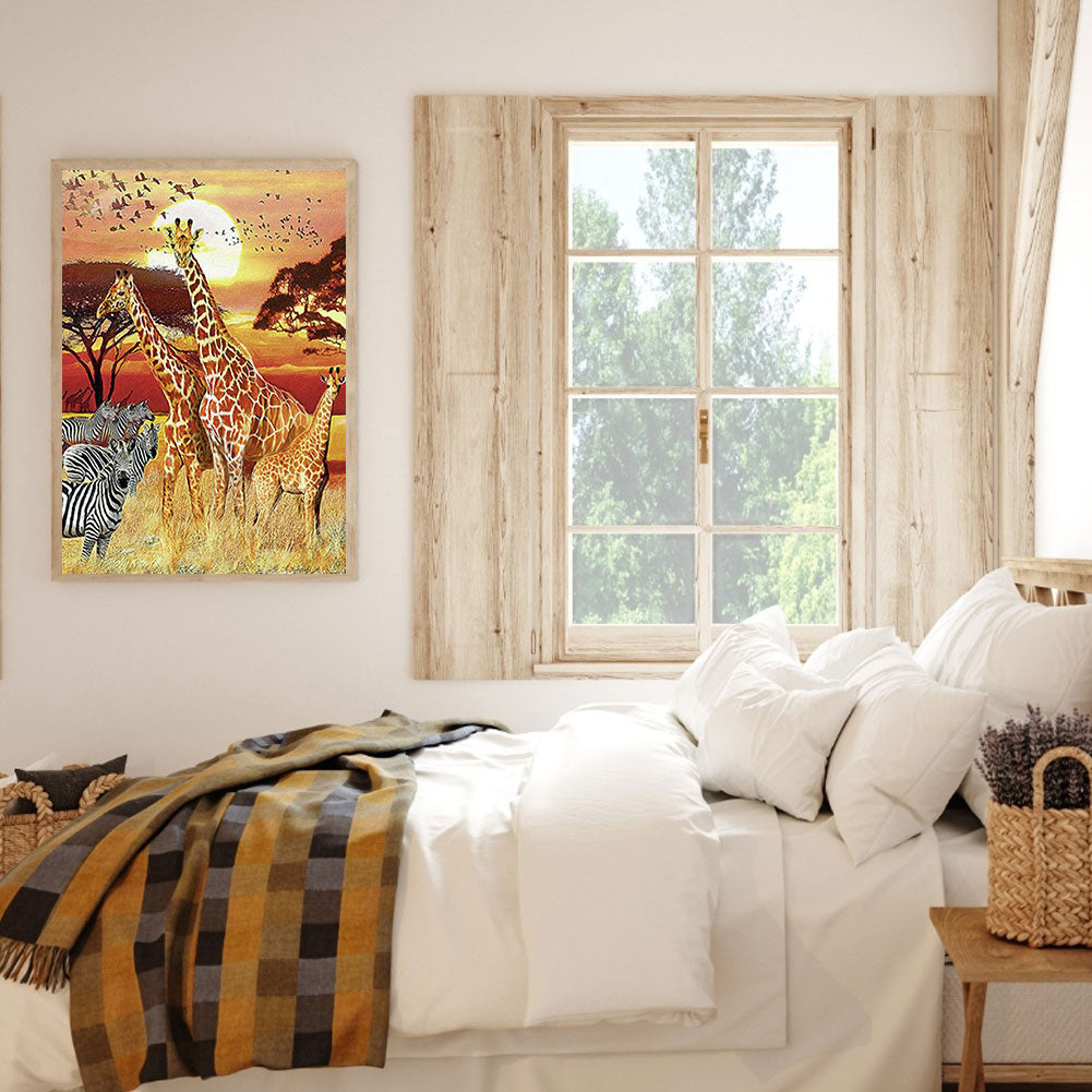 Prairie Giraffe - Full Round Drill Diamond Painting 50*60CM