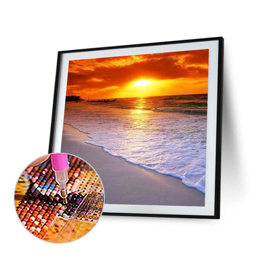 Beach Sunset - Full Round Drill Diamond Painting 40*40CM