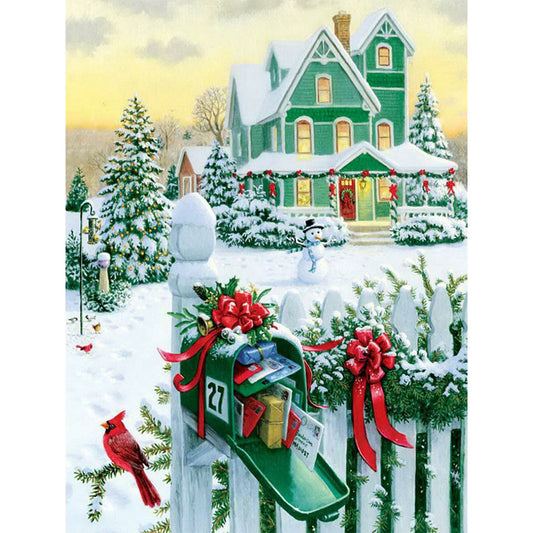 Christmas Snow House - Full Round Drill Diamond Painting 50*60CM