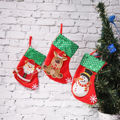 3pcs Christmas Stockings Hanging Pendants DIY Diamond Painting Kit (WZ003)