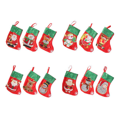 3pcs Christmas Stockings Hanging Pendants DIY Diamond Painting Kit (WZ003)