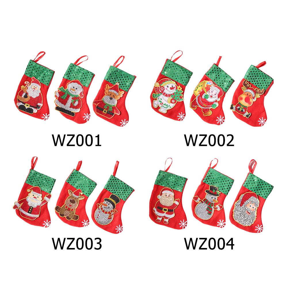 3pcs Christmas Stockings Hanging Pendants DIY Diamond Painting Kit (WZ003)