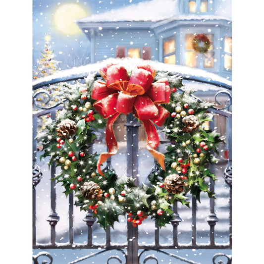 Christmas Door Hanging Garland 30*40CM(Canvas) Full Round Drill Diamond Painting