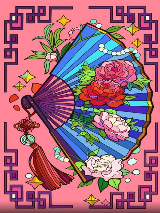 Color Fantasy Fan Flower 40*70CM(Canvas) Full Round Drill Diamond Painting