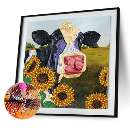 Sunflower Cow - Special Shaped Drill Diamond Painting 30*30CM