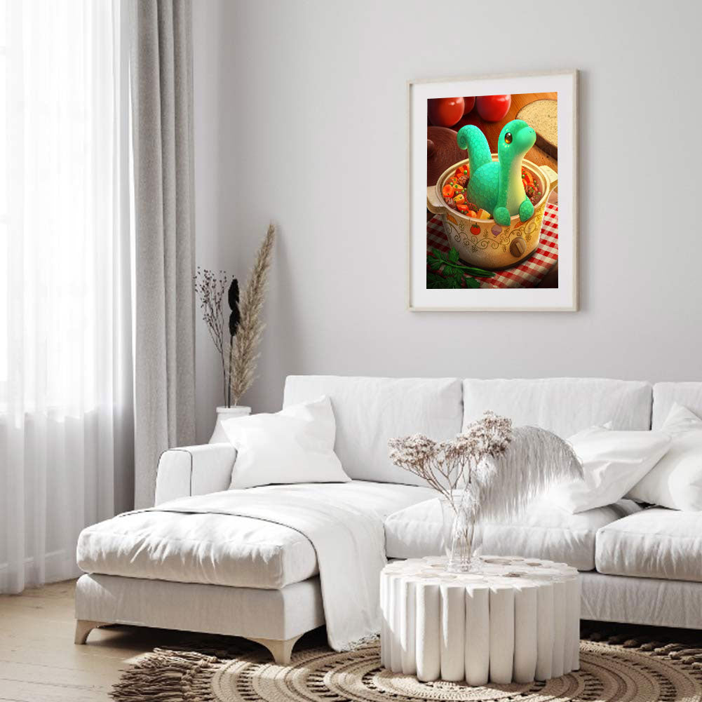 Cartoon Dinosaur - Full Round Drill Diamond Painting 35*45CM