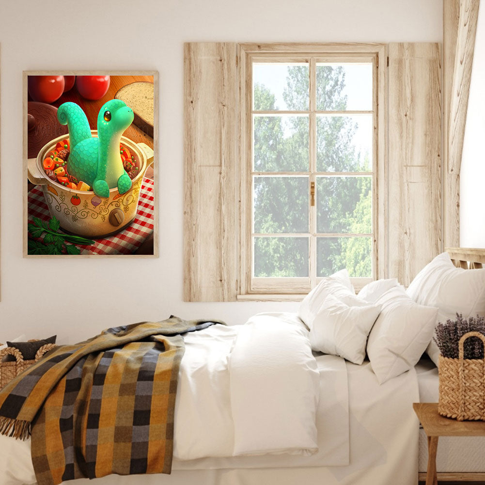 Cartoon Dinosaur - Full Round Drill Diamond Painting 35*45CM