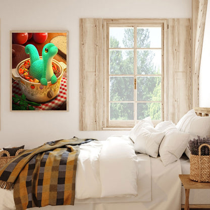 Cartoon Dinosaur - Full Round Drill Diamond Painting 35*45CM