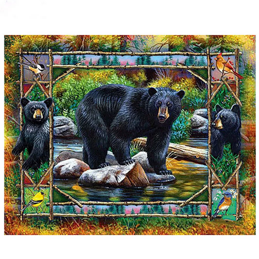 Black Bear 40*30CM(Canvas) Full Round Drill Diamond Painting