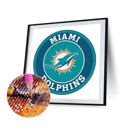Miami Dolphins Football Team Logo - Full Round Drill Diamond Painting 40*40CM