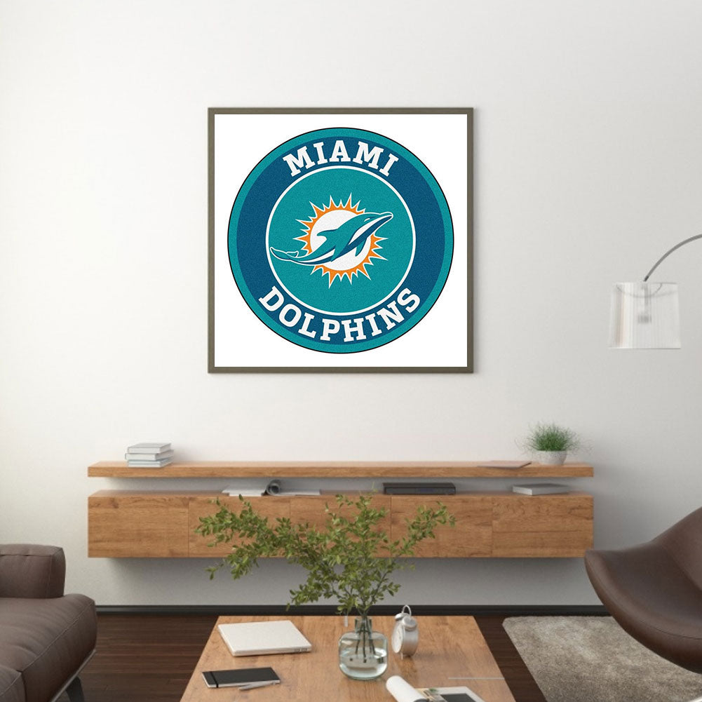 Miami Dolphins Football Team Logo - Full Round Drill Diamond Painting 40*40CM