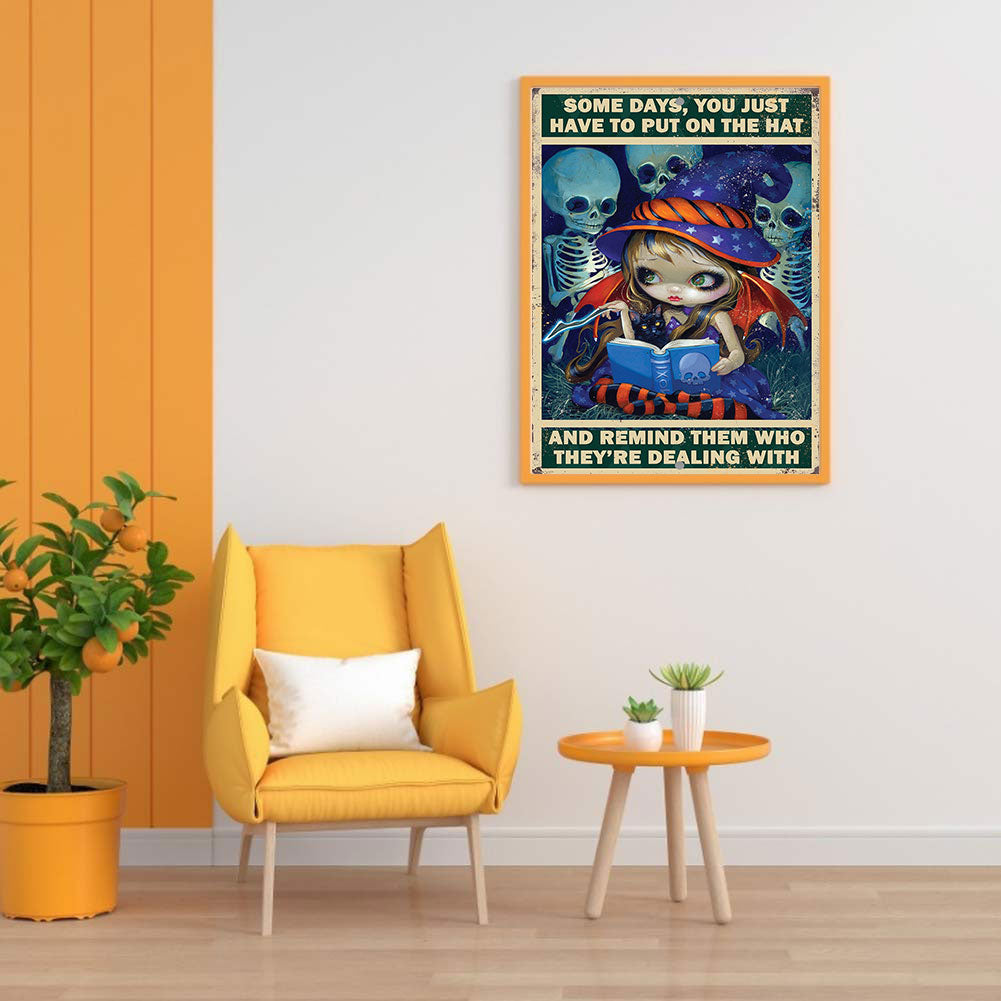Big Eyes Doll English Poster Painting - Full Round Drill Diamond Painting 40*50CM