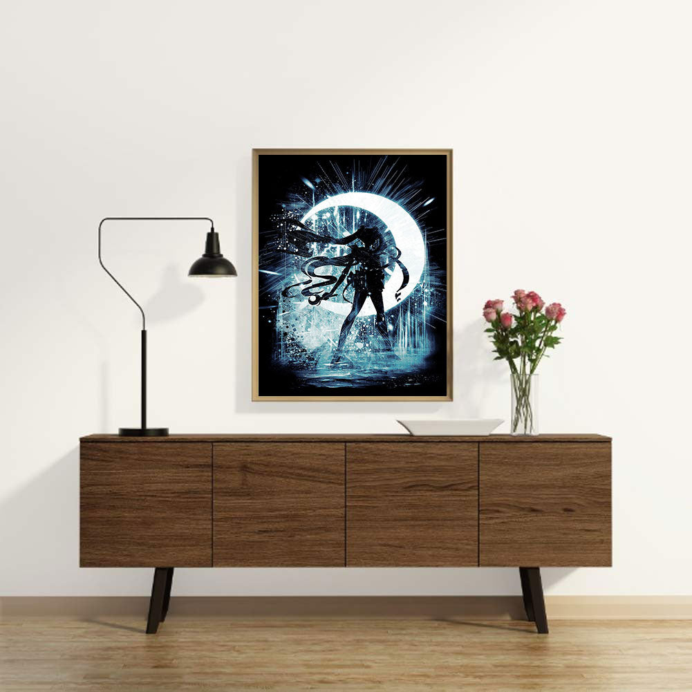 Sailor Moon Silhouette - Full Round Drill Diamond Painting 30*40CM