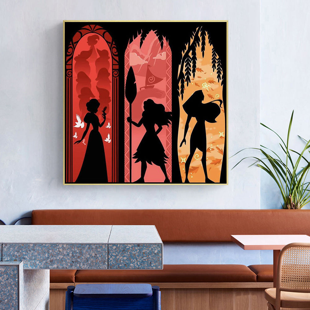 Disney Princess Silhouette - Full Round Drill Diamond Painting 50*50CM