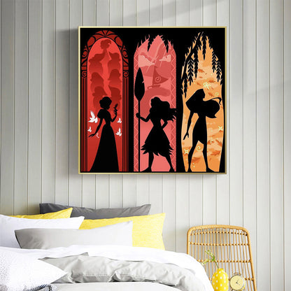 Disney Princess Silhouette - Full Round Drill Diamond Painting 50*50CM