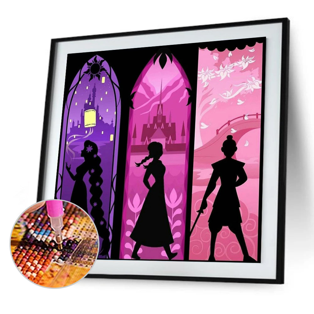 Disney Princess Silhouette - Full Round Drill Diamond Painting 50*50CM