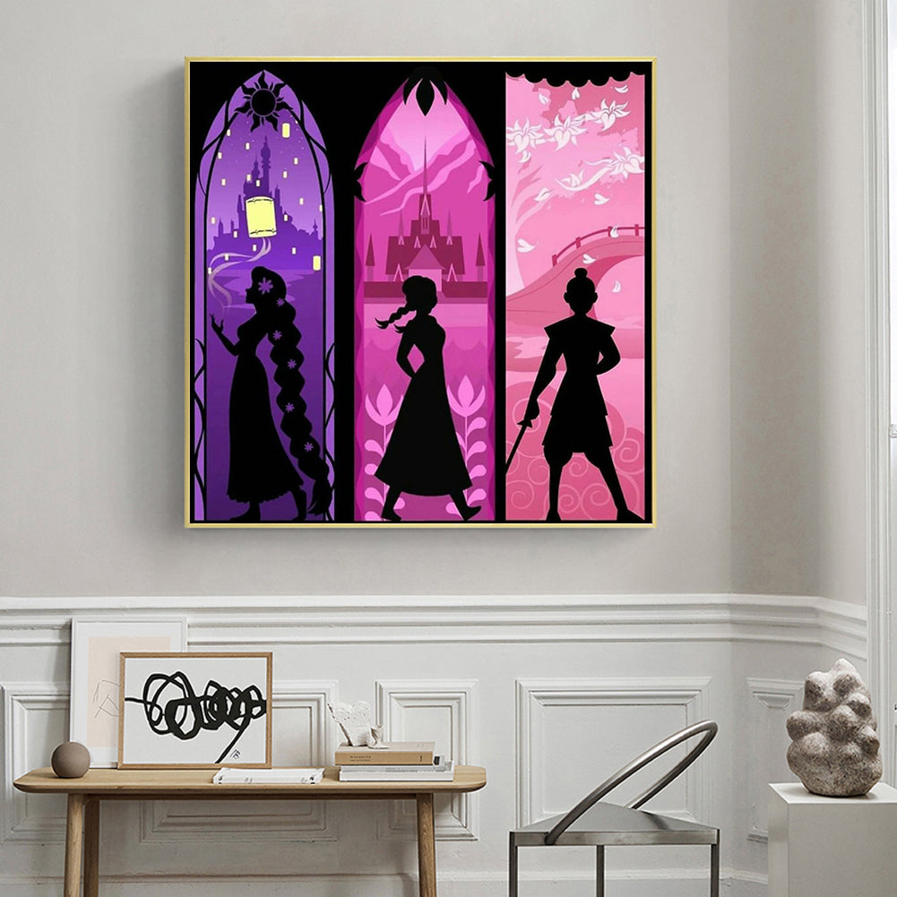 Disney Princess Silhouette - Full Round Drill Diamond Painting 50*50CM