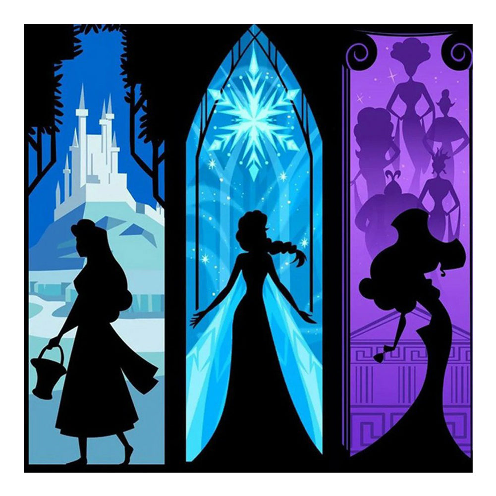 Disney Princess Silhouette - Full Round Drill Diamond Painting 50*50CM