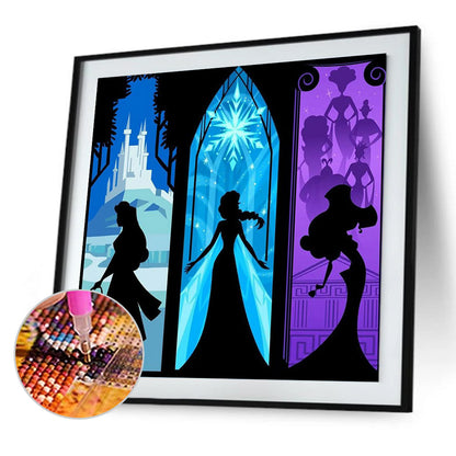 Disney Princess Silhouette - Full Round Drill Diamond Painting 50*50CM