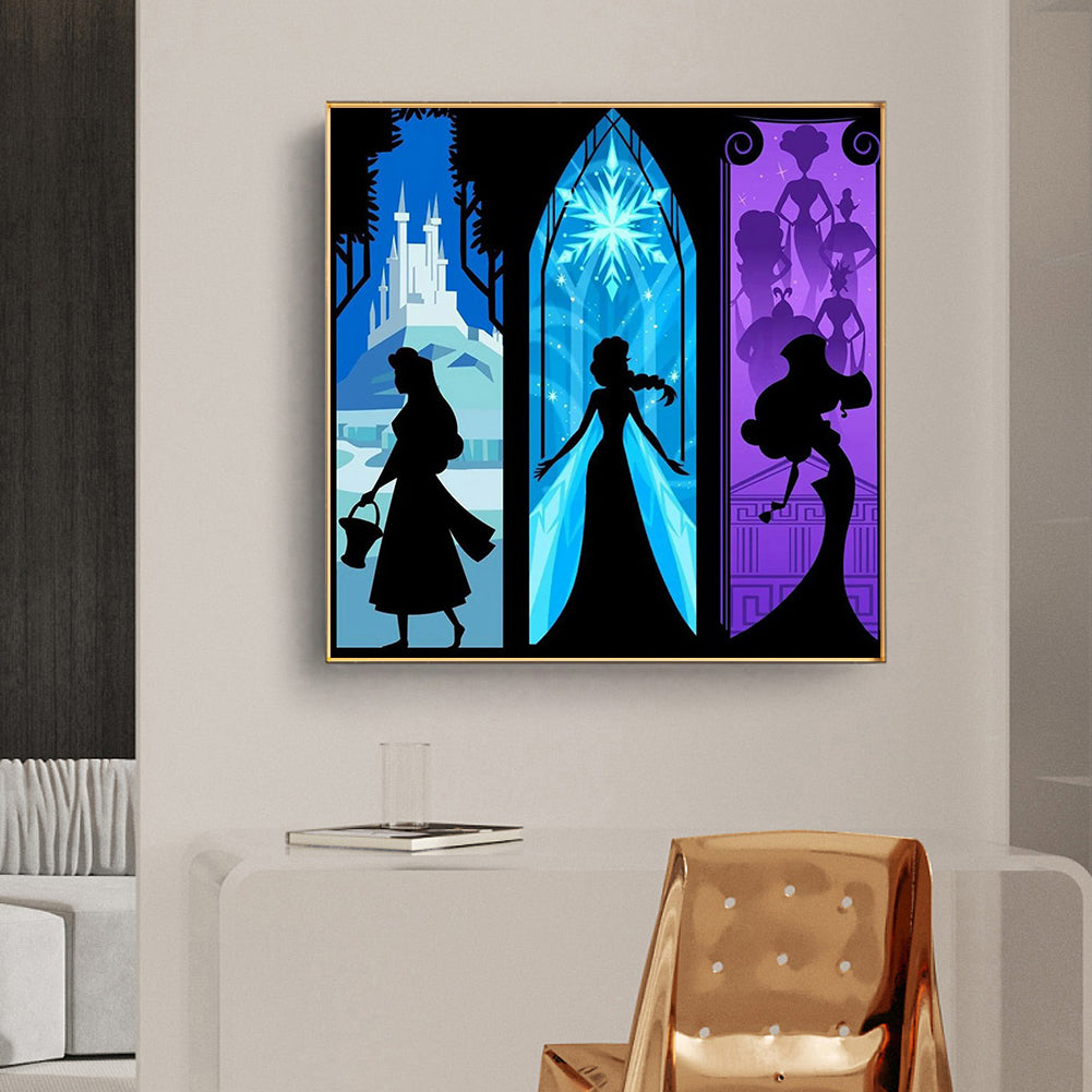 Disney Princess Silhouette - Full Round Drill Diamond Painting 50*50CM