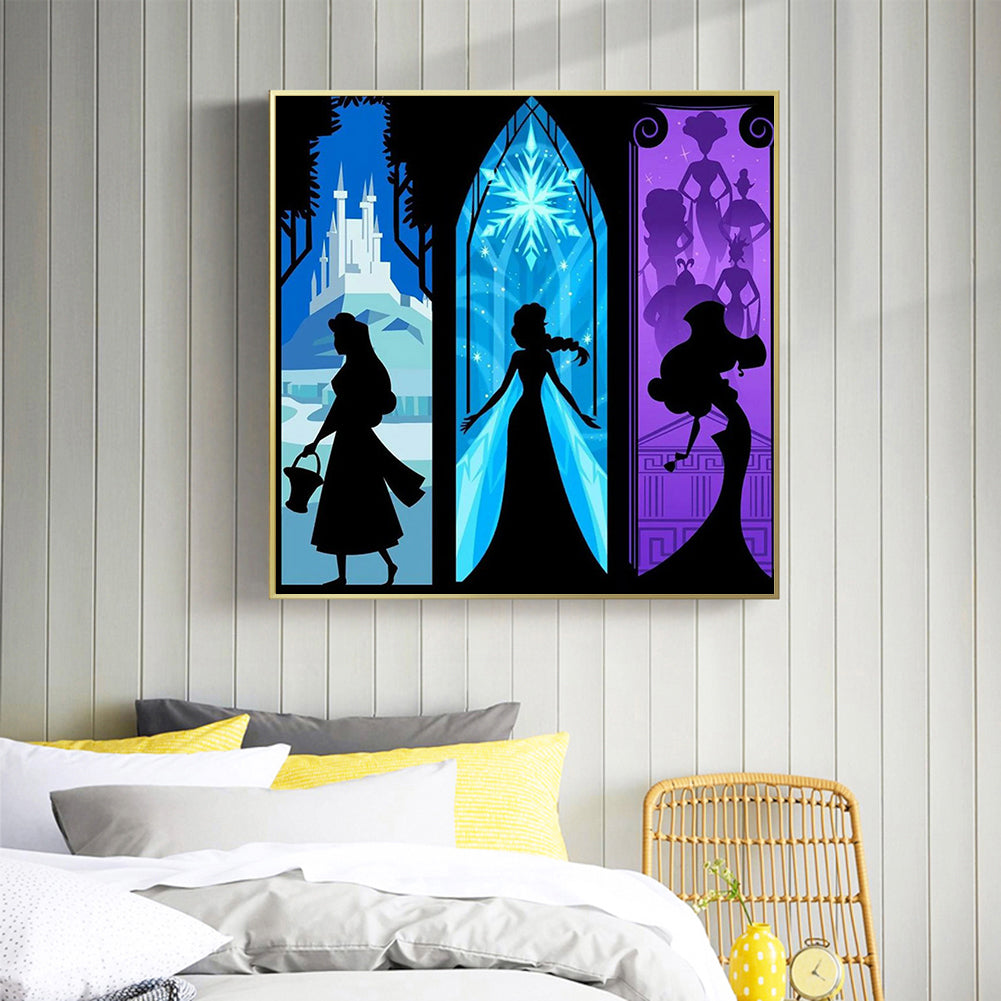 Disney Princess Silhouette - Full Round Drill Diamond Painting 50*50CM