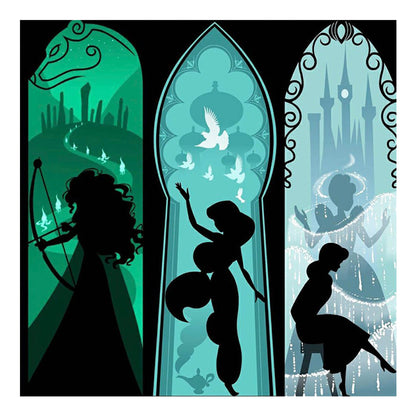 Disney Princess Silhouette - Full Round Drill Diamond Painting 50*50CM