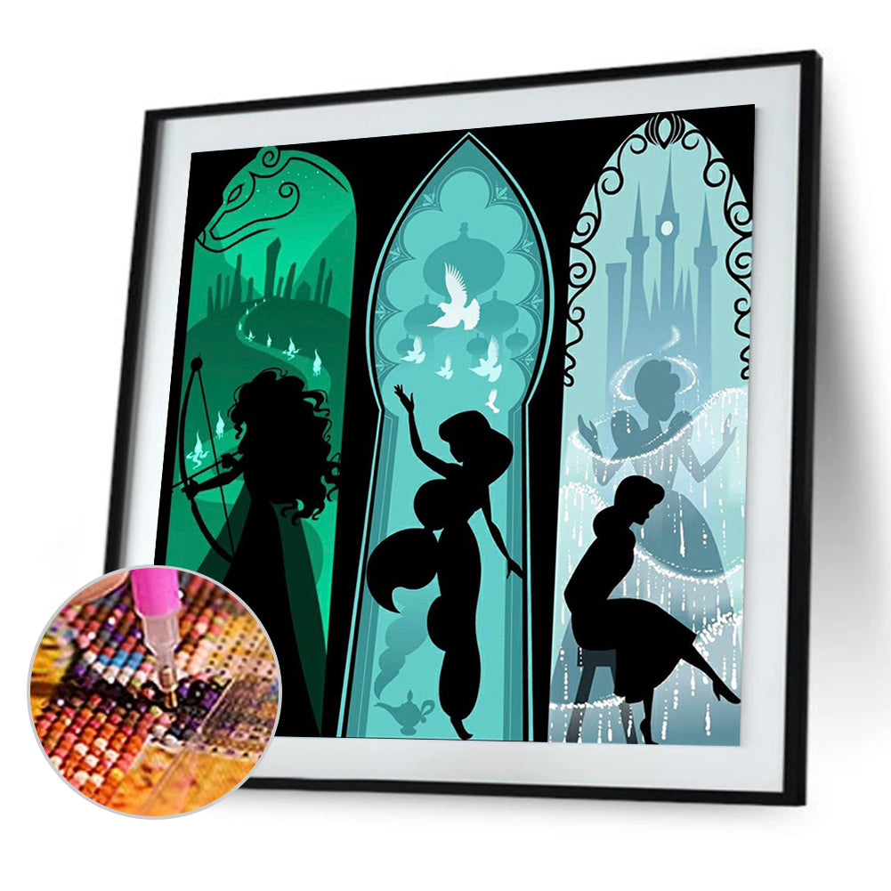 Disney Princess Silhouette - Full Round Drill Diamond Painting 50*50CM