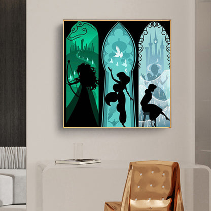 Disney Princess Silhouette - Full Round Drill Diamond Painting 50*50CM