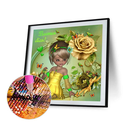 Yellow Rose Flower Girl - Special Shaped Drill Diamond Paiting 30*30CM