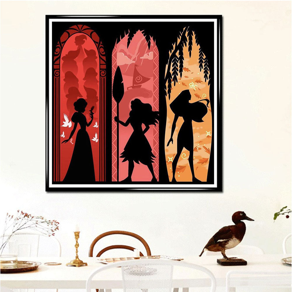 Disney Princess Silhouette - Full Round Drill Diamond Painting 40*40CM