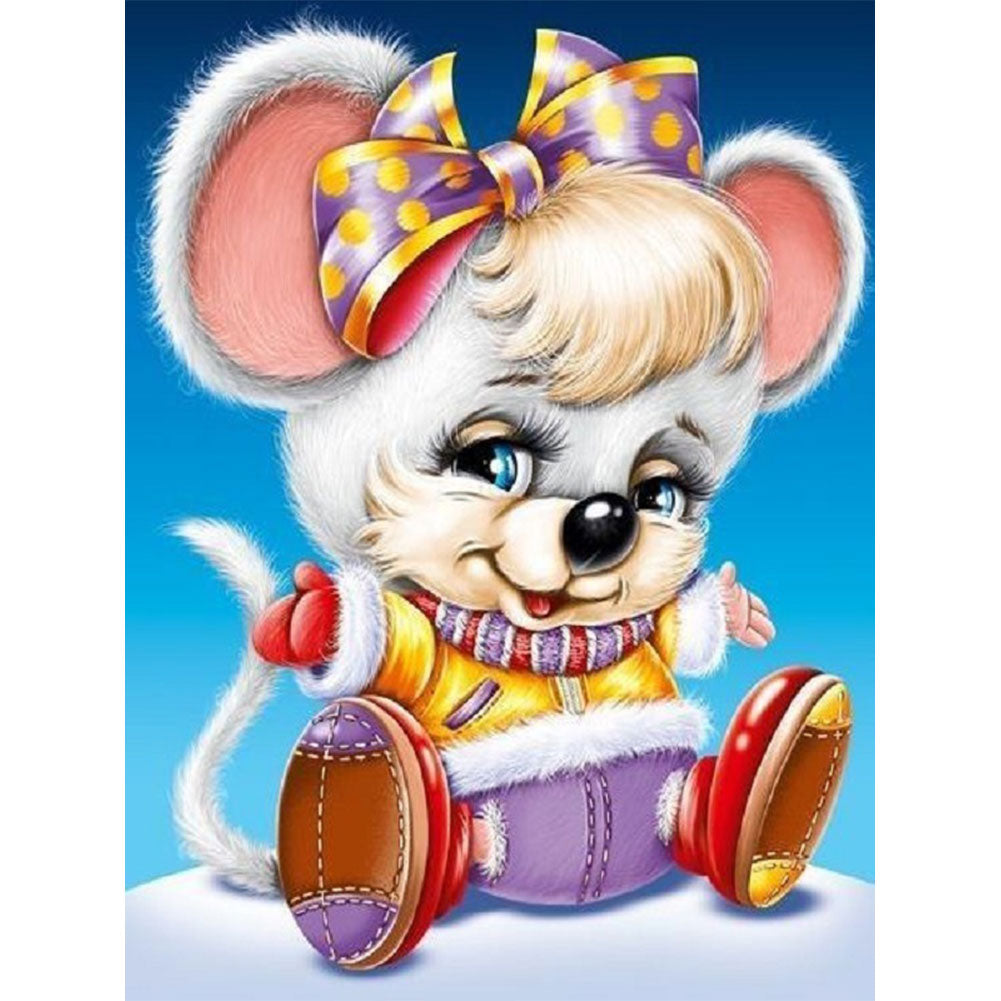 Christmas Mouse - Full Round Drill Diamond Painting 30*40CM