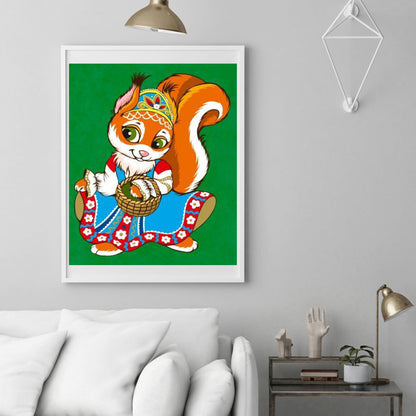 Christmas Fox - Full Round Drill Diamond Painting 30*40CM