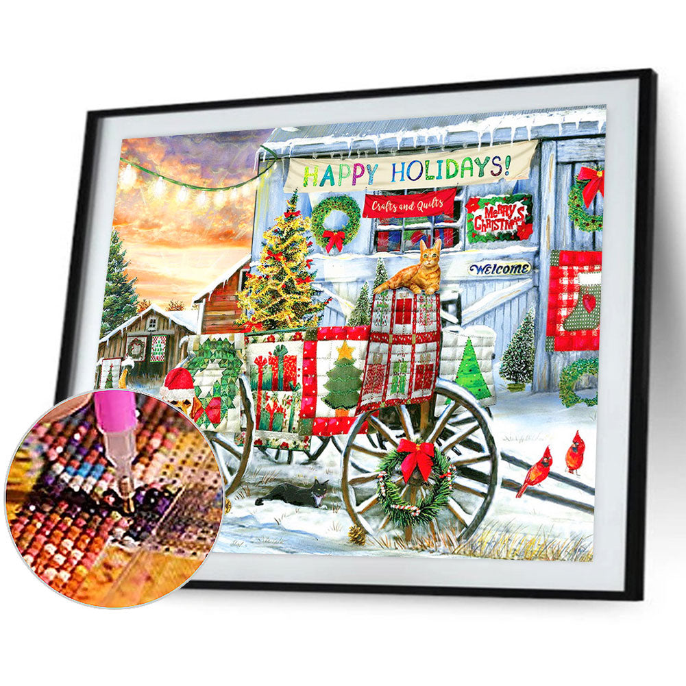 Christmas House Carriage - Full Round Drill Diamond Painting 55*40CM