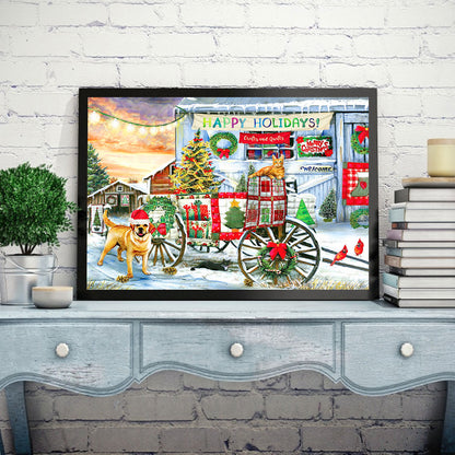 Christmas House Carriage - Full Round Drill Diamond Painting 55*40CM