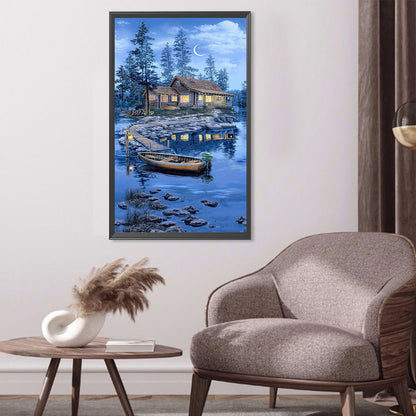 Crescent Lake Lodge - Full Square Drill Diamond Painting 40*75CM