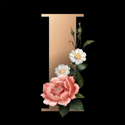 Dark Flower Letter I - Full Round Drill Diamond Painting 50*50CM