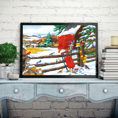 Christmas Snow Bird - Full Round Drill Diamond Painting 40*30CM