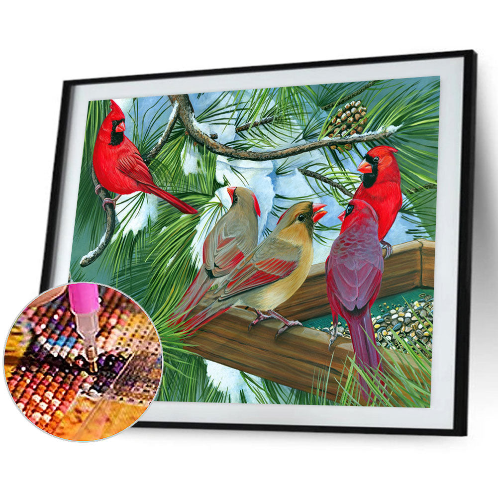 Christmas Cardinal - Full Round Drill Diamond Painting 40*30CM