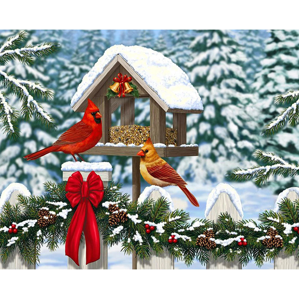 Christmas Cardinal - Full Round Drill Diamond Painting 40*30CM