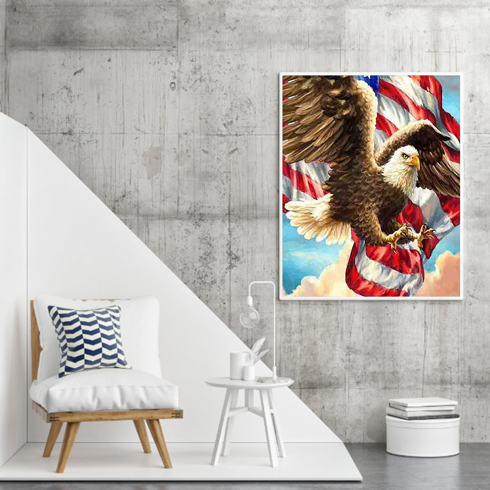 Eagle With Flag 50*60CM(Canvas) Full Square Drill Diamond Painting
