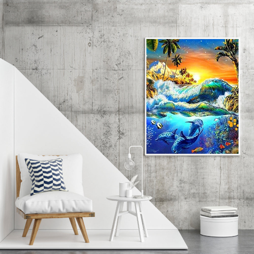 Dolphin 50*60CM(Canvas) Full Square Drill Diamond Painting