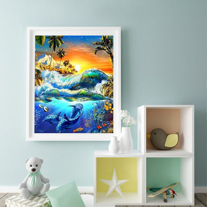 Dolphin 50*60CM(Canvas) Full Square Drill Diamond Painting