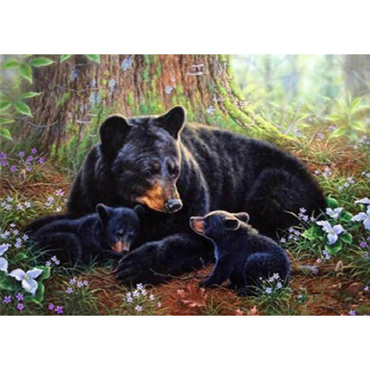 Black Bear - Full Round Drill Diamond Painting 60*50CM