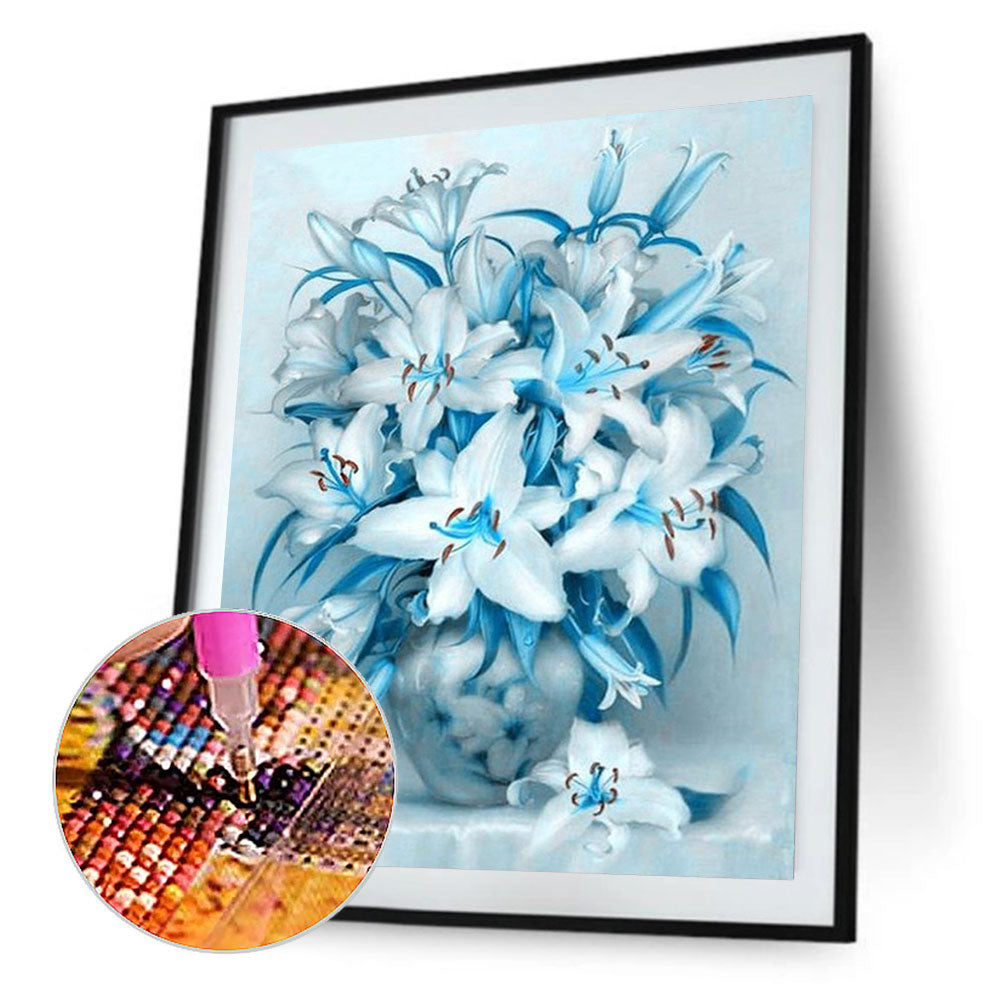 Blue Lily - Full Round Drill Diamond Painting 40*50CM