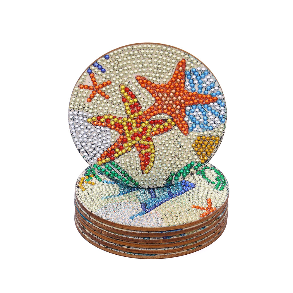 DIY Diamond Painting Coaster Non-slip 5/6/8pcs Cup Cushion Wooden Set Home Decor