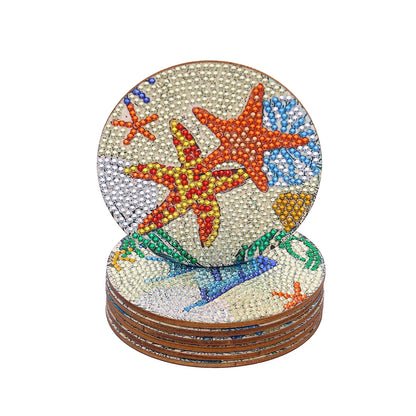 DIY Diamond Painting Coaster Non-slip 5/6/8pcs Cup Cushion Wooden Set Home Decor