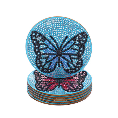 DIY Diamond Painting Coaster Non-slip 5/6/8pcs Cup Cushion Wooden Set Home Decor