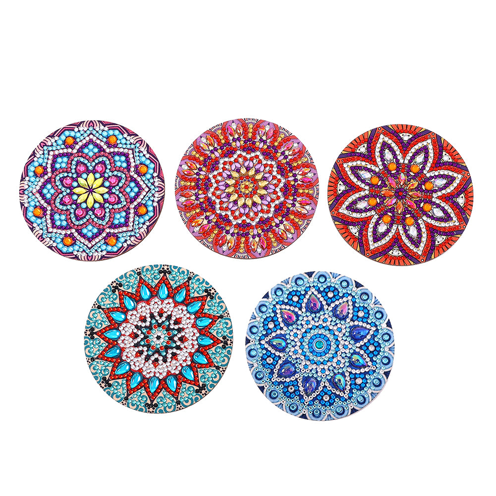 DIY Diamond Painting Coaster Non-slip 5/6/8pcs Cup Cushion Wooden Set Home Decor