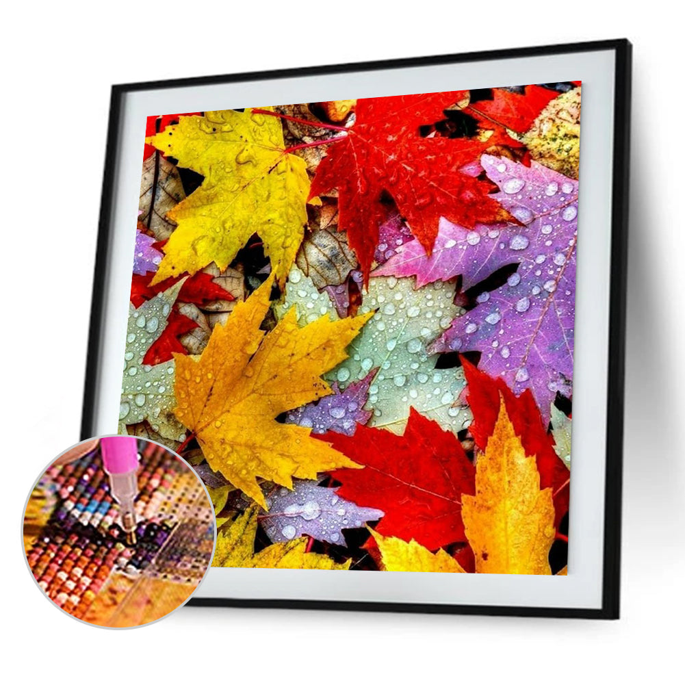 Colorful Maple Leaves 30*30CM(Canvas) Full Square Drill Diamond Painting