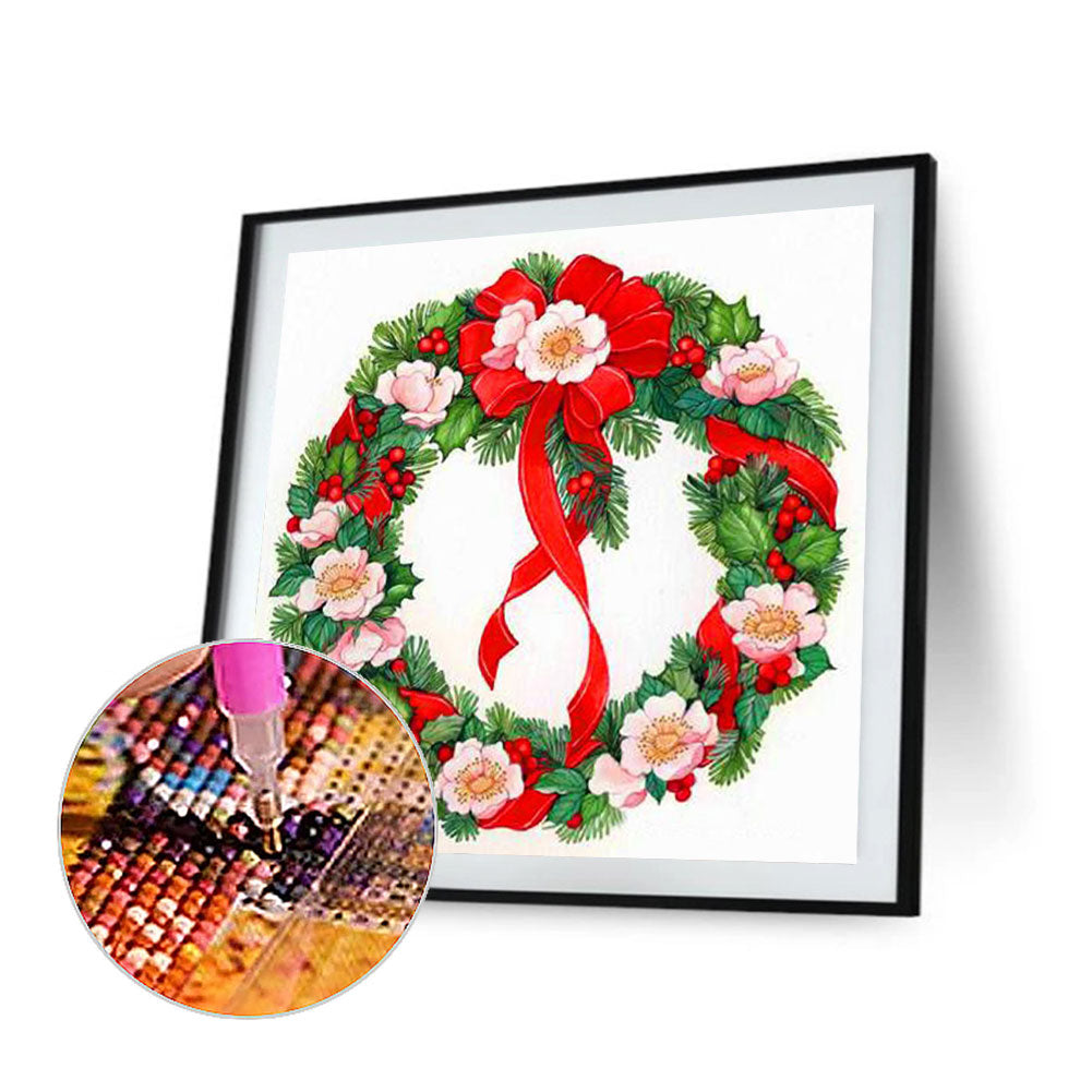 Christmas Wreath - Full Round Drill Diamond Painting 30*30CM